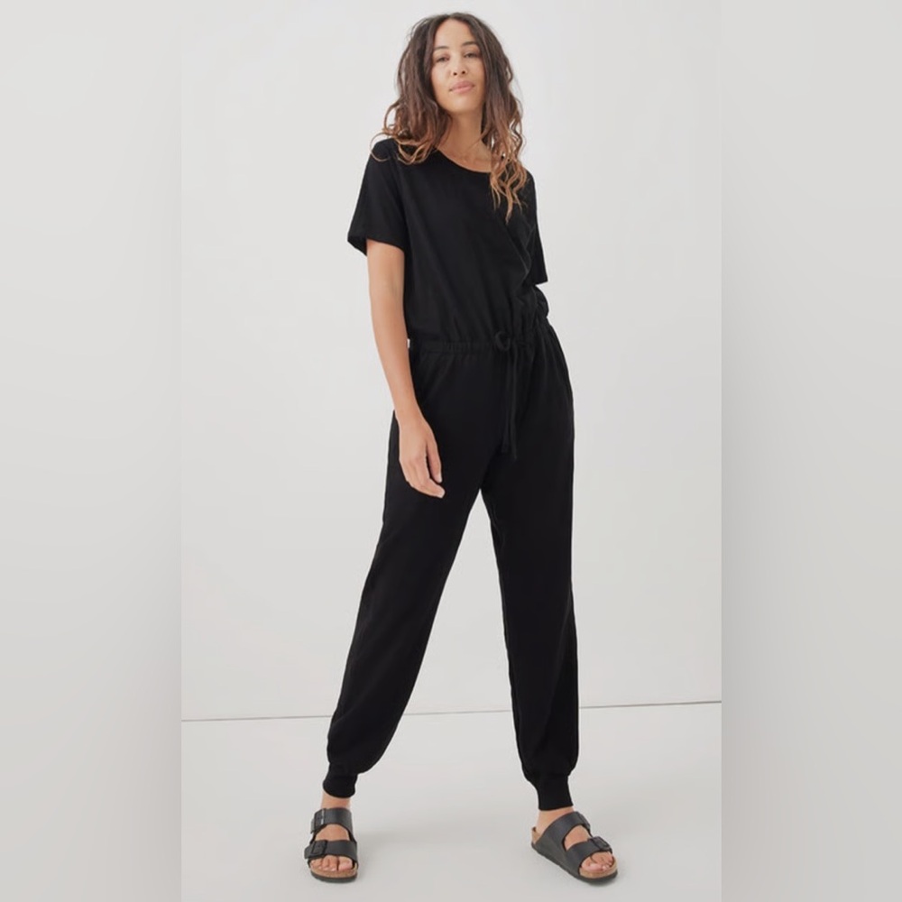Pact Black Short Sleeve Jumpsuit